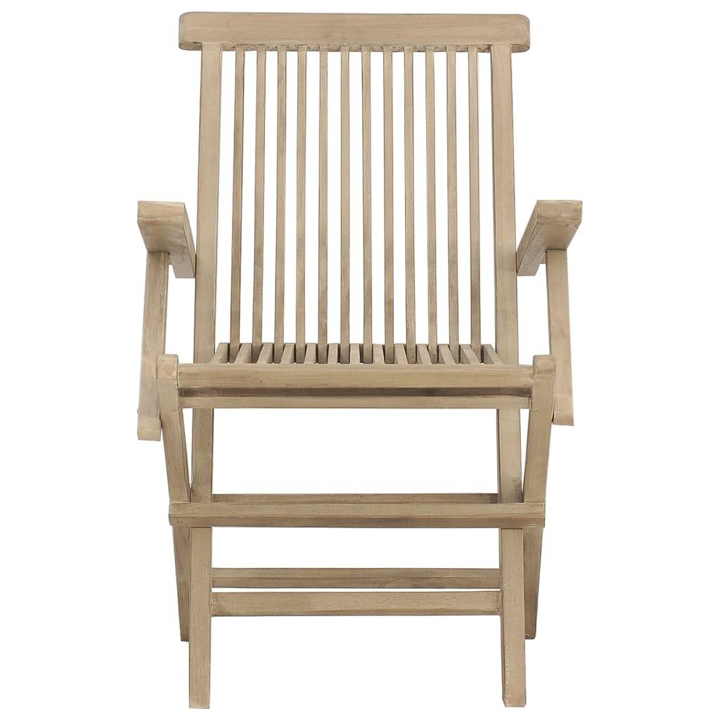 Lot De 2 Chaises de jardin Pliables Chaises D'extérieur - gris 56x61x89cm bois teck MP282 - Image 4