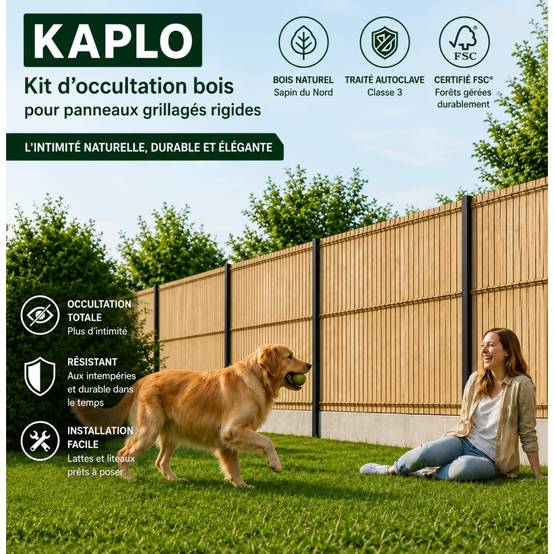 Kit Occultation Bois - L2,5 x H1,23m - Epicea - Autoclave - Protege Contre Insecte & Champignons - Pose Facile et Rapide - Image 2