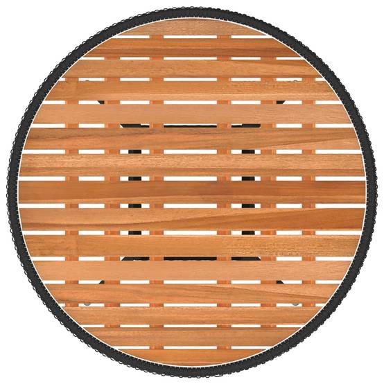 Maison Chic - Table à dîner de jardin - Table d'extérieur - Table de jardin Noir Ø 70 cm Résine tressée et acacia - Image 3