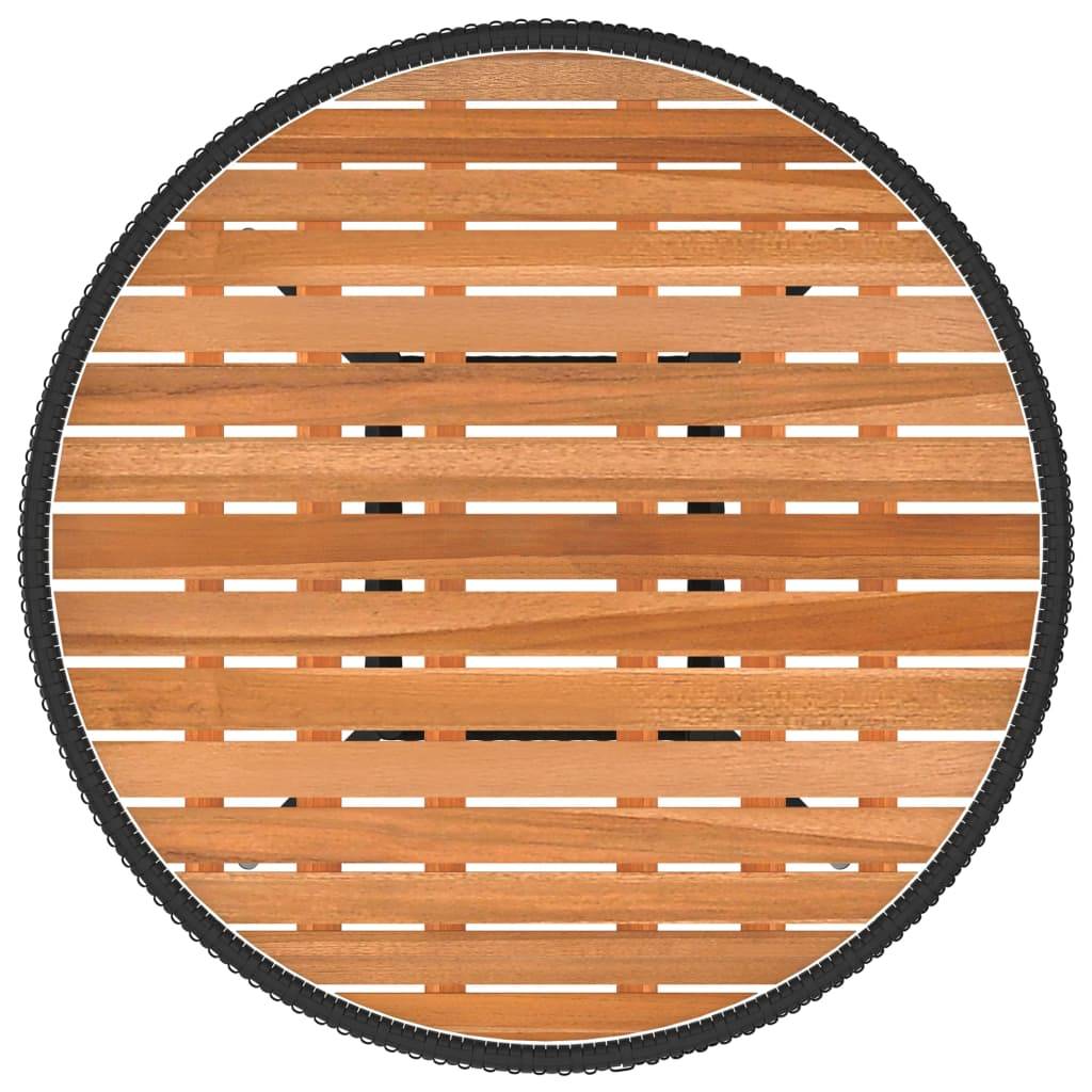Maison Chic - Table à dîner de jardin - Table d'extérieur - Table de jardin Noir Ø 70 cm Résine tressée et acacia - Image 3