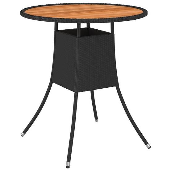 Maison Chic - Table à dîner de jardin - Table d'extérieur - Table de jardin Noir Ø 70 cm Résine tressée et acacia - Image 2
