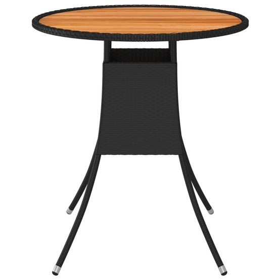 Maison Chic - Table à dîner de jardin - Table d'extérieur - Table de jardin Noir Ø 70 cm Résine tressée et acacia - Image 1
