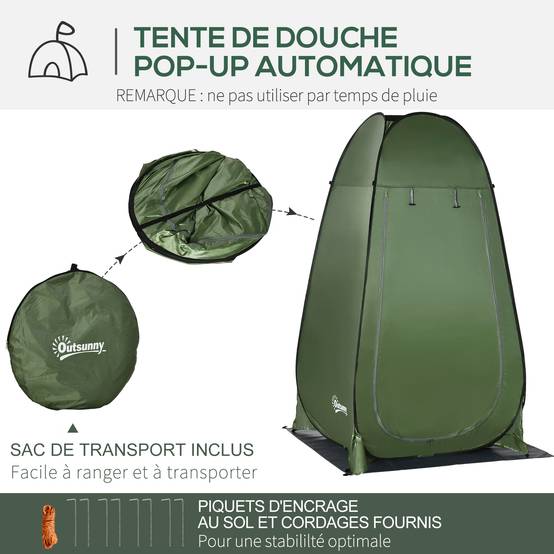 Tente de douche polyester vert 126 x 124 x 198 cm - PANGIVO - Image 7