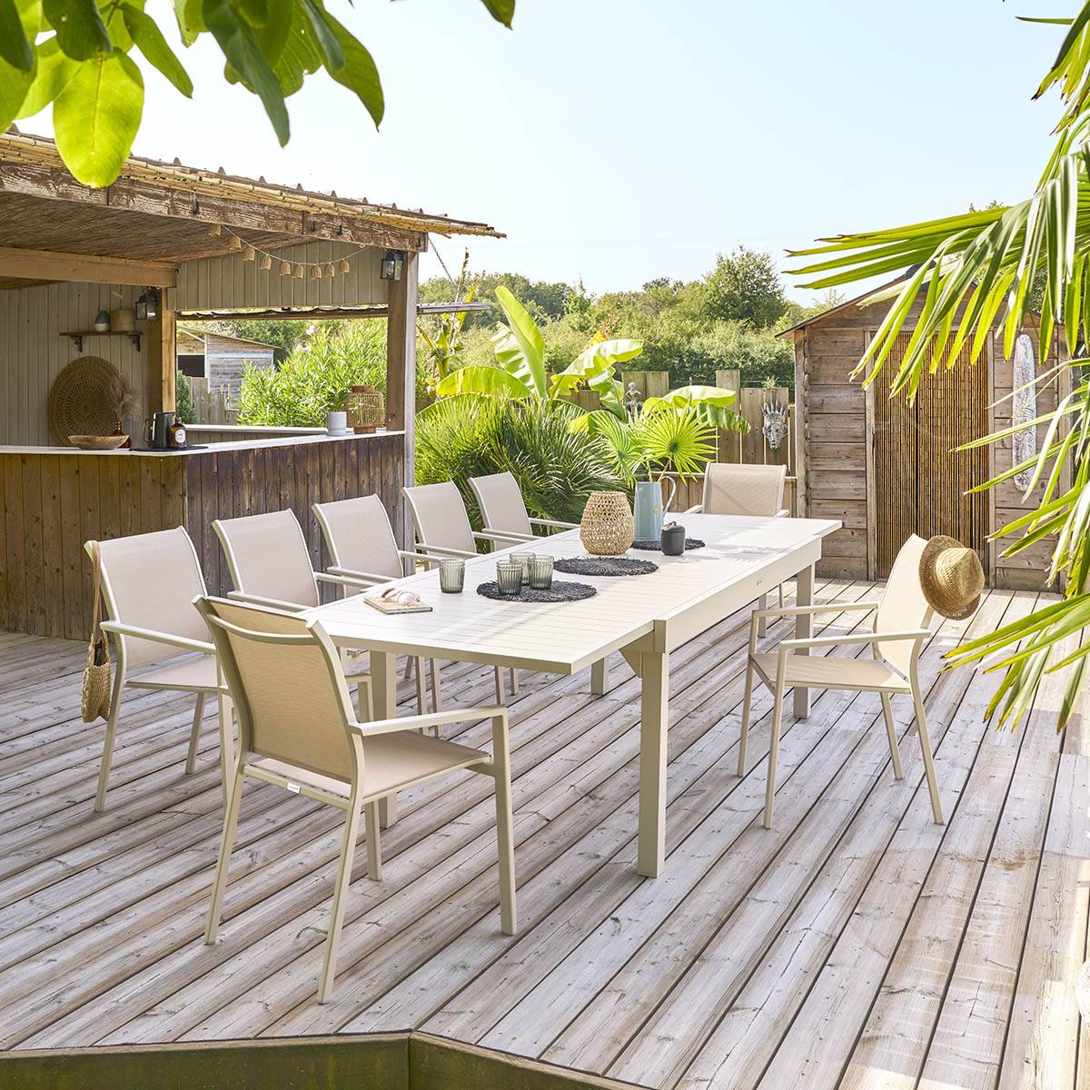 Hesperide - Table de jardin extensible "Piazza" argile 12 places en aluminium traité en epoxy Hespéride - Image 1