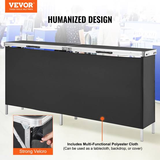 VEVOR Comptoir de stand pliant 195x38.5x88cm, portable avec étagère et sac, pour foire, fête. - Image 2