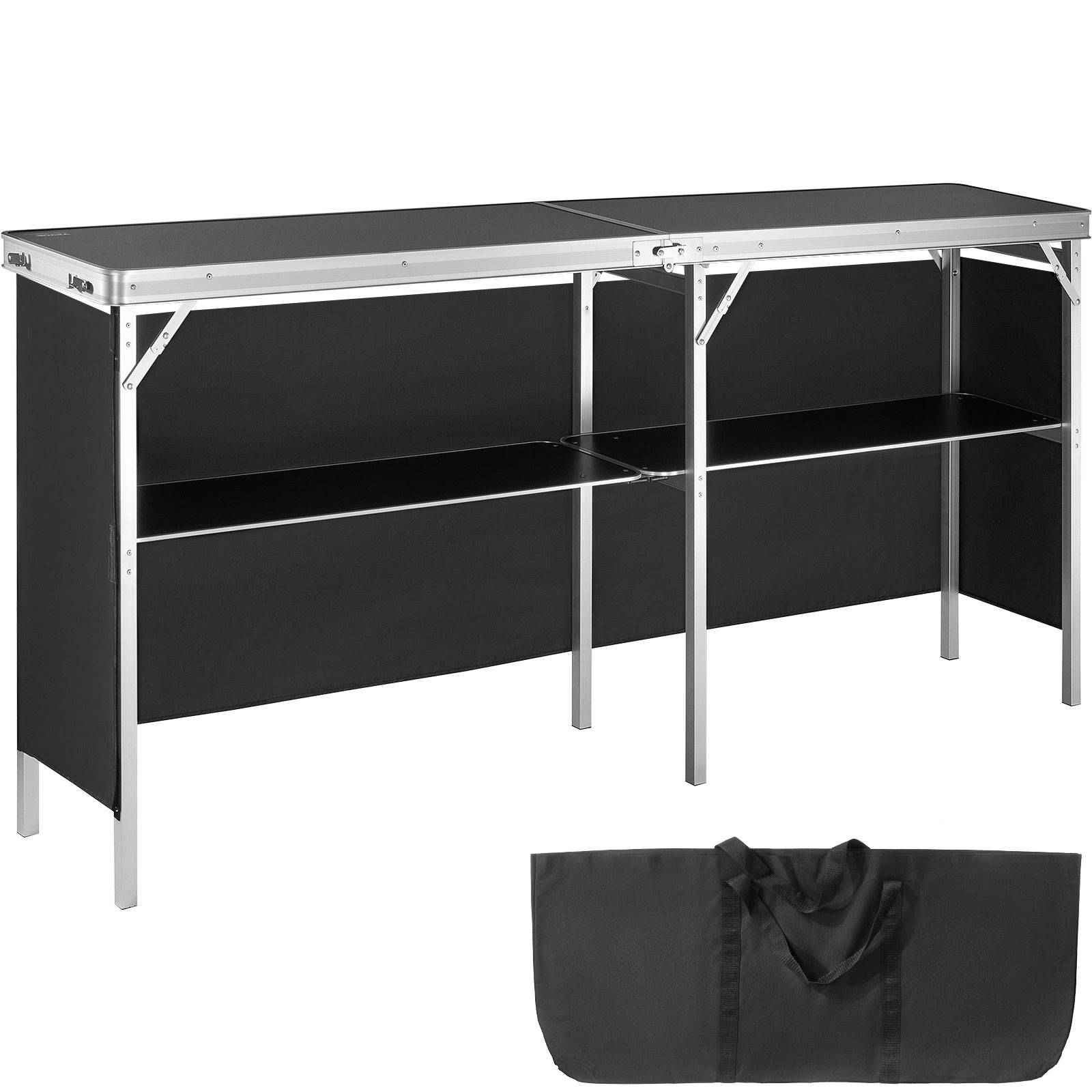 VEVOR Comptoir de stand pliant 195x38.5x88cm, portable avec étagère et sac, pour foire, fête. - Image 1