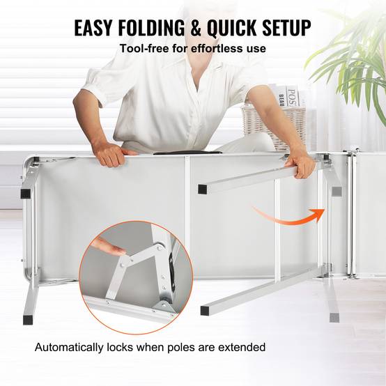 VEVOR Comptoir de stand pliant 195x38.5x88cm, portable avec étagère et sac, pour foire, fête. - Image 4