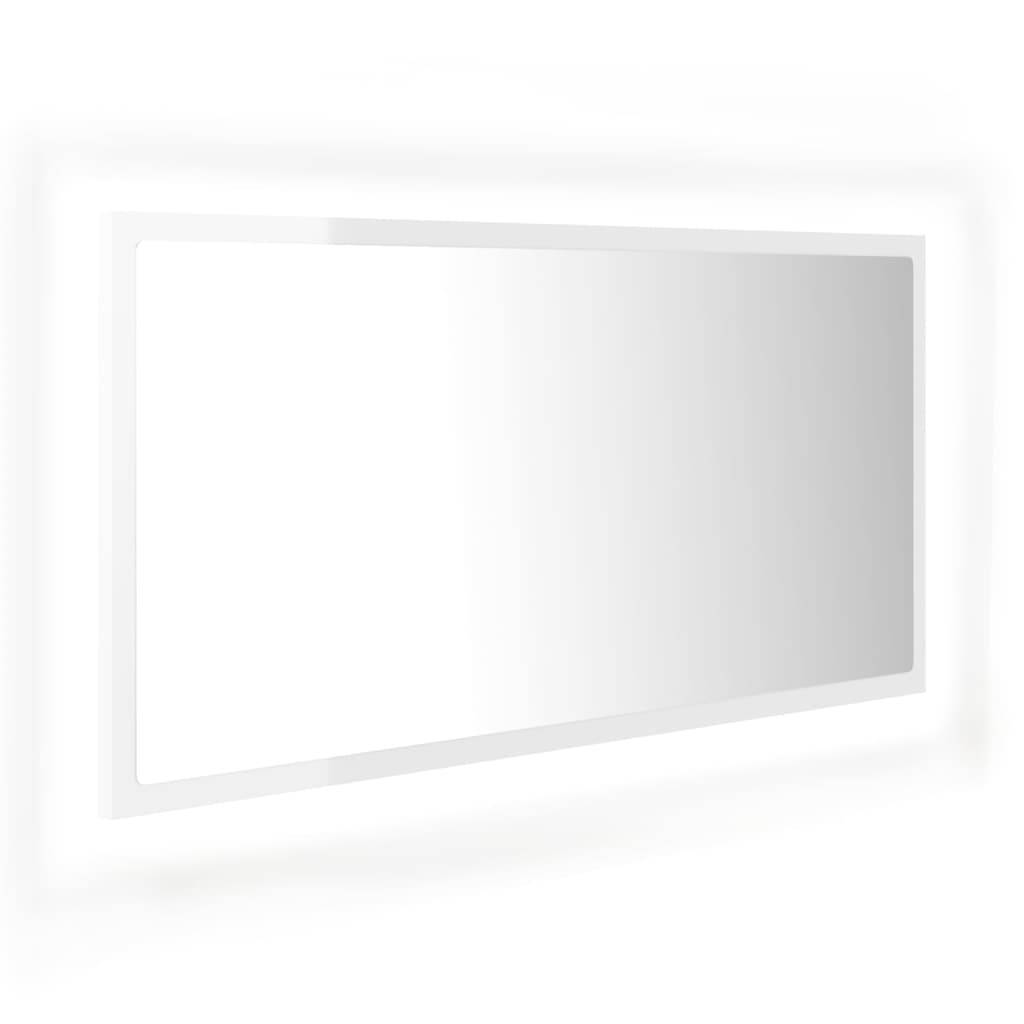Miroir à led de bain 90 x 8,5 x 37 cm acrylique blanc brillant - Image 2