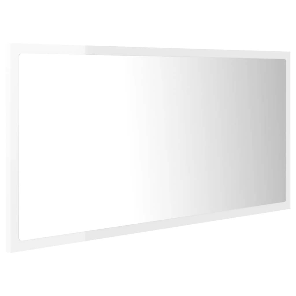 Miroir à led de bain 90 x 8,5 x 37 cm acrylique blanc brillant - Image 1