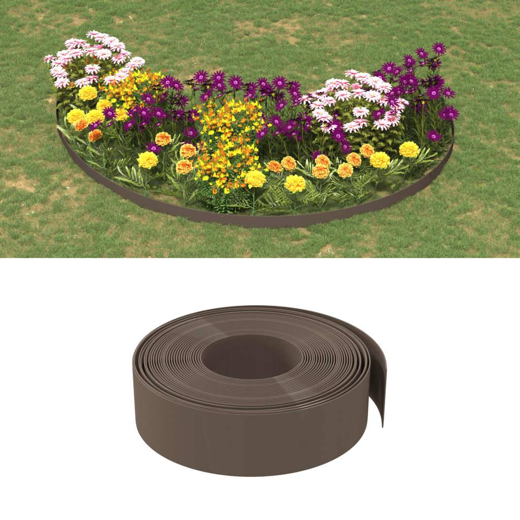 Bordure de pelouse polyéthylène séparation parterres 10mx15cm brun - ComfortXL Outdoor Living - Image 1