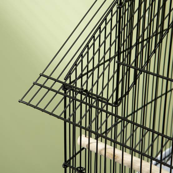 Cage à oiseaux en acier avec plateau extractible et 2 mangeoires, pour pinsons et perruches, 50,5x41x63 cm, blanc - Image 10