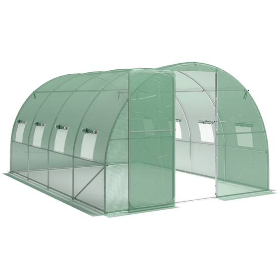 Outsunny - Serre tunnel de jardin - 12m², 295x400x200cm - porte et 8 fenêtres - bâche PE haute densité 140 g/m² - pour extérieur - vert - Outsunny - Image 1