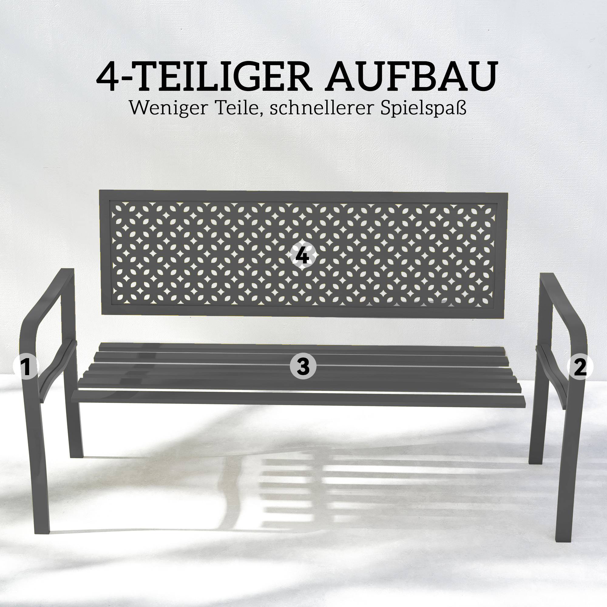 Banc de jardin 2 places en métal résistant à la rouille, dossier géométrique, capacité 240 kg, meuble extérieur - Image 7