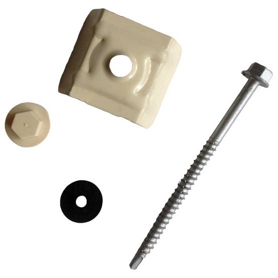 Kit de 50 fixations pour bac acier 1045 (vis L 100 x diam 6 mm) - Coloris - Beige 1015 - Image 2