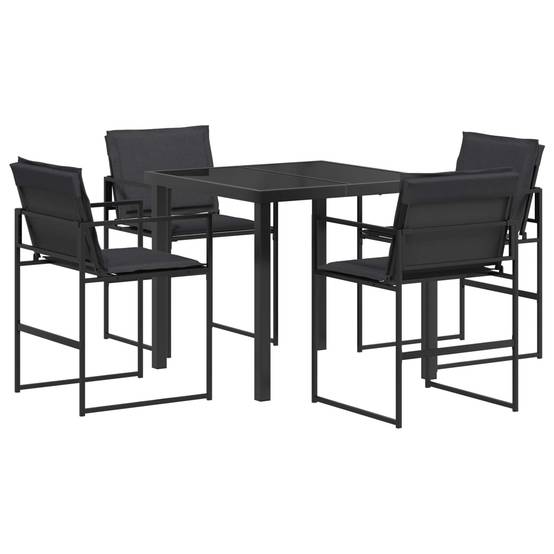 Ensemble de salle à manger acier et textilène noir et gris 80 x 80 x 73 cm - PANGIVO - Image 2