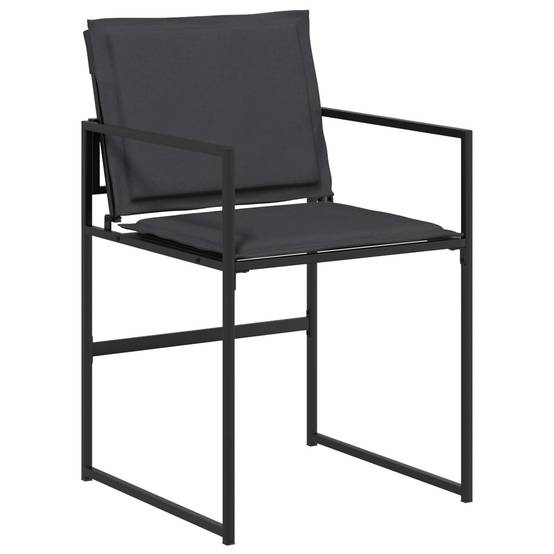 Ensemble de salle à manger acier et textilène noir et gris 80 x 80 x 73 cm - PANGIVO - Image 4