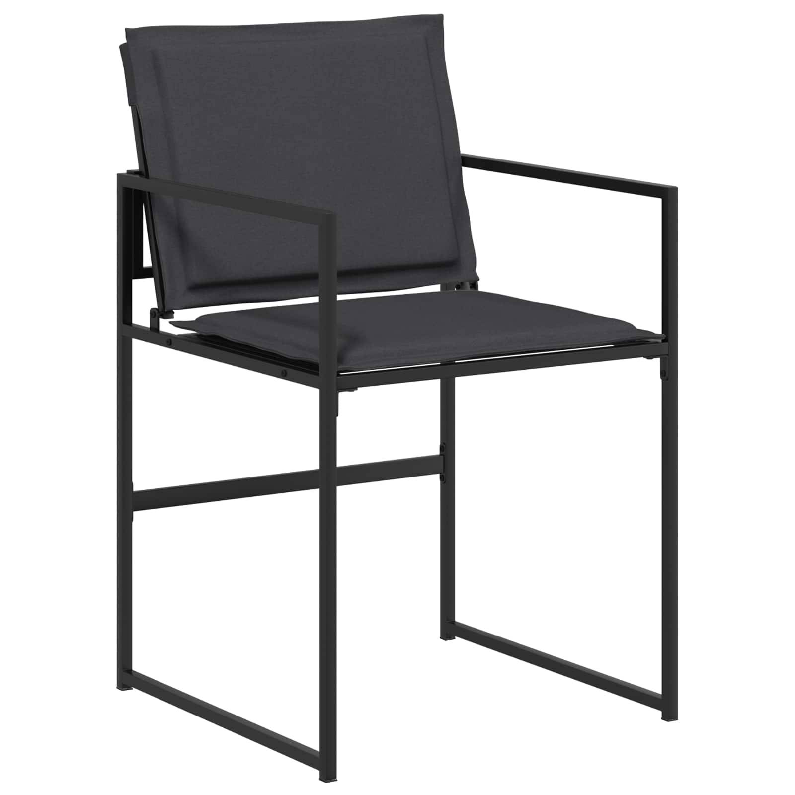 Ensemble de salle à manger acier et textilène noir et gris 80 x 80 x 73 cm - PANGIVO - Image 4