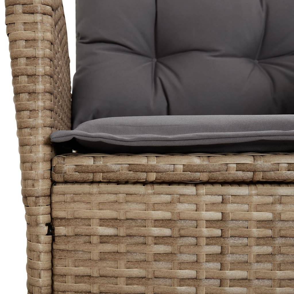 Ensemble repas 3 pcs résine tressée fauteuils relax table relevable beige – ComfortXL Outdoor Living - Image 5
