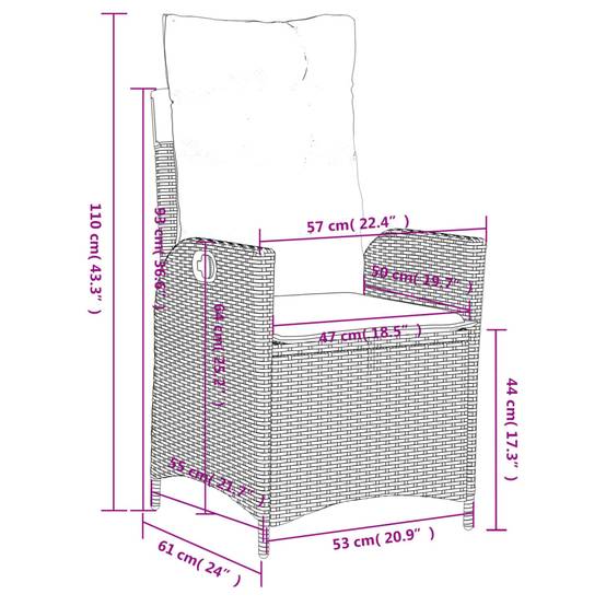 Ensemble repas 3 pcs résine tressée fauteuils relax table relevable beige – ComfortXL Outdoor Living - Image 9