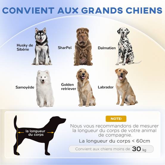 Canapé pour chien grand lit surélevé pour chien coussin lavable cadre en bois tissu polyester 98 x 67 x 25 cm gris - Image 6
