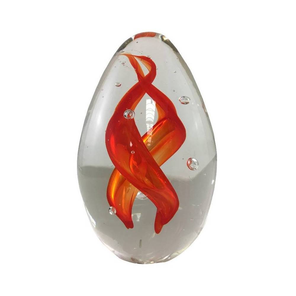 Presse papier sulfure "Flammes" en verre rouge 10 x 6 cm Chemin de campagne - Image 1