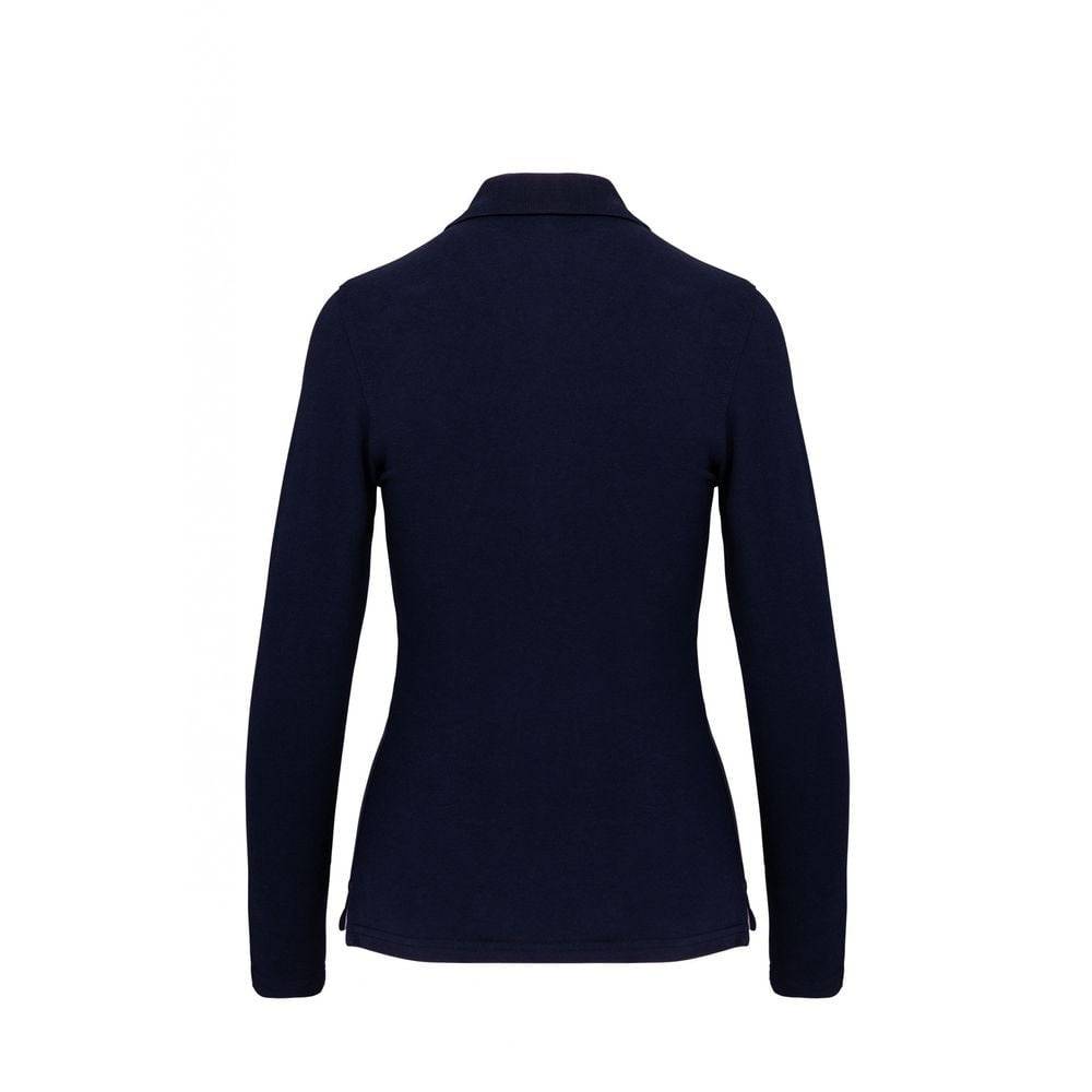 Polo de travail femme manches longues Kariban 100% coton Bleu Marine XL - Image 2