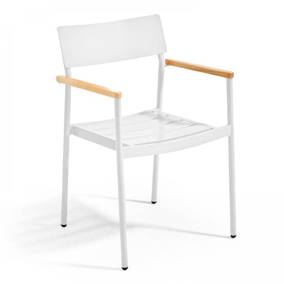 Oviala - Ensemble table de jardin et 2 fauteuils en aluminium/bois blanc Bristol - Oviala - Image 5