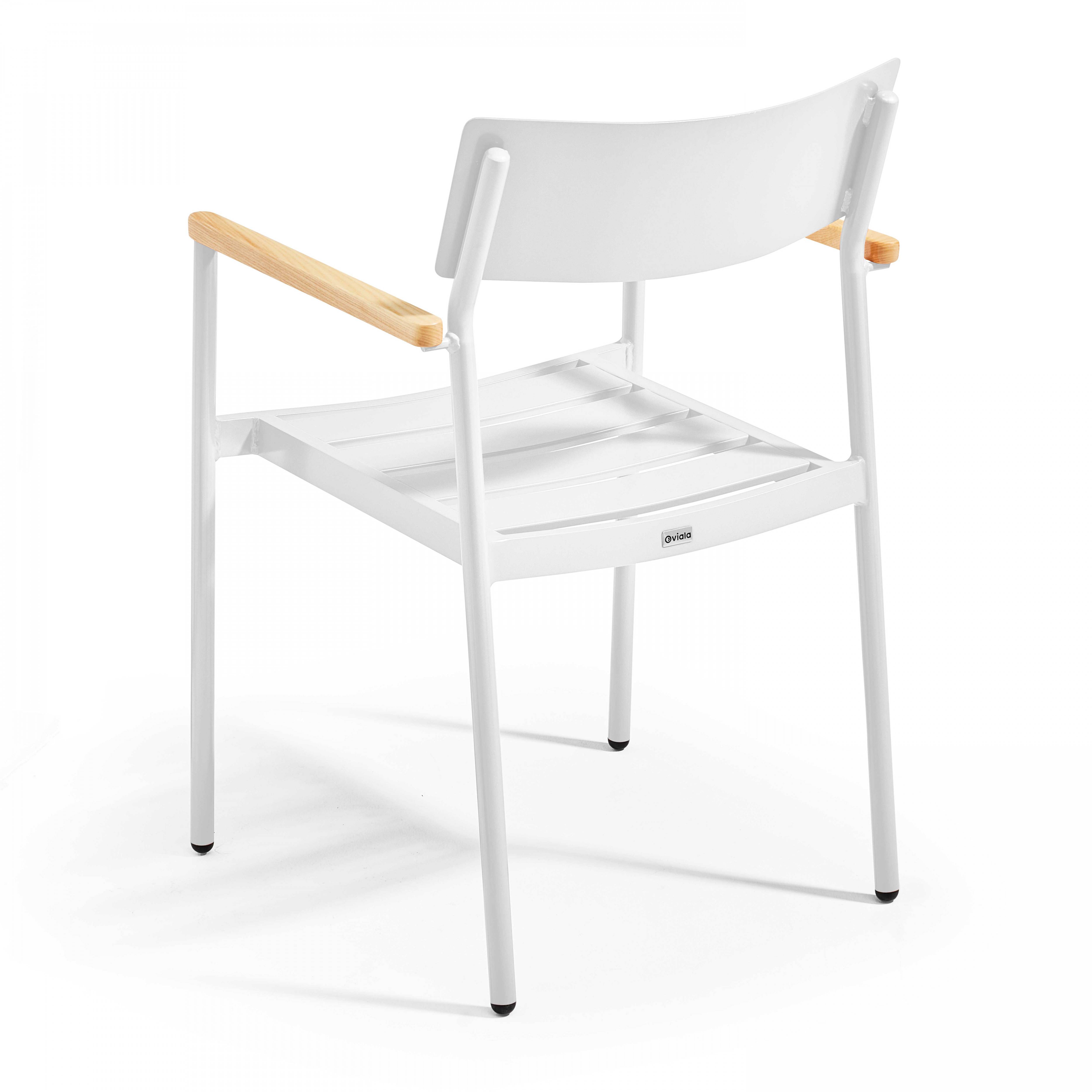 Oviala - Ensemble table de jardin et 2 fauteuils en aluminium/bois blanc Bristol - Oviala - Image 6