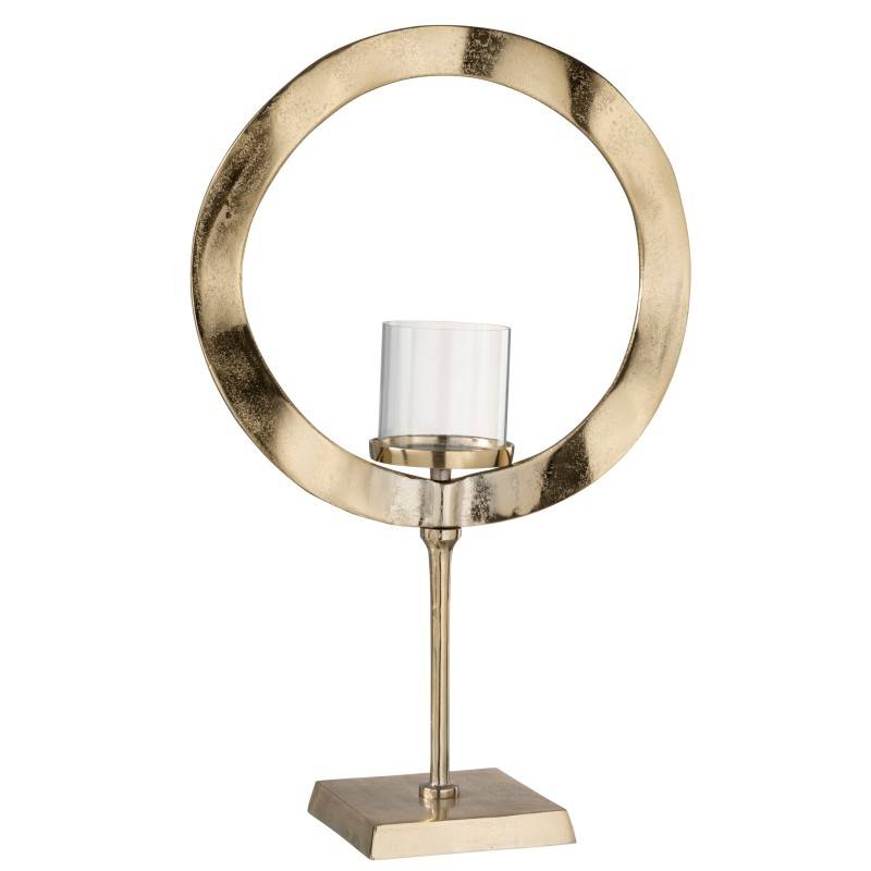 Photophore en verre et aluminium doré 39.5x16.5x63 cm - J-Line - Image 1