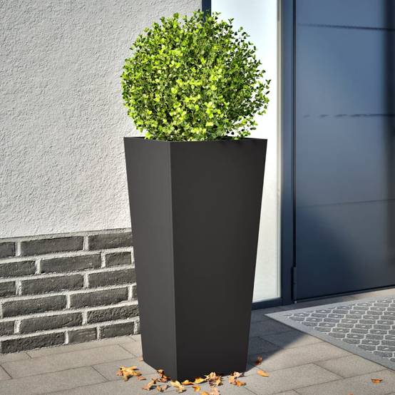 Lot de 2 Jardinières - Bacs à fleurs - Pots de fleurs noir 35x35x75 cm acier - Image 2