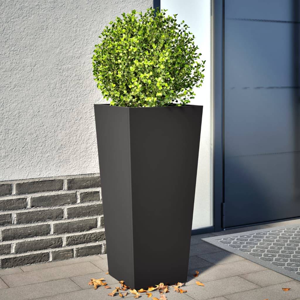 Lot de 2 Jardinières - Bacs à fleurs - Pots de fleurs noir 35x35x75 cm acier - Image 2