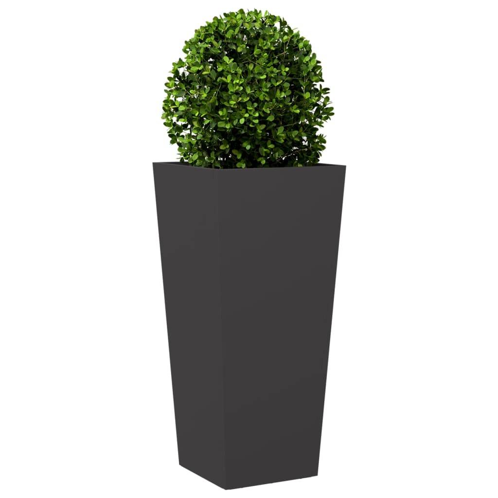 Lot de 2 Jardinières - Bacs à fleurs - Pots de fleurs noir 35x35x75 cm acier - Image 4