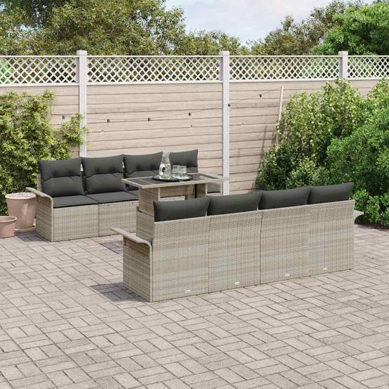 ComfortXL - Salon de jardin 8 places polyrotin modulable design moderne pour jardin terrasse Gris clair – ComfortXL Outdoor Living - Image 1