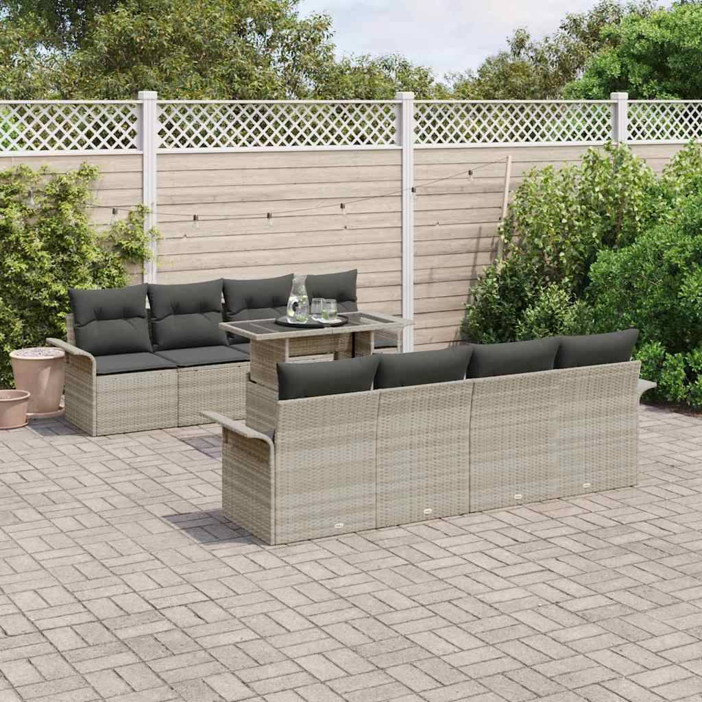 ComfortXL - Salon de jardin 8 places polyrotin modulable design moderne pour jardin terrasse Gris clair – ComfortXL Outdoor Living - Image 1