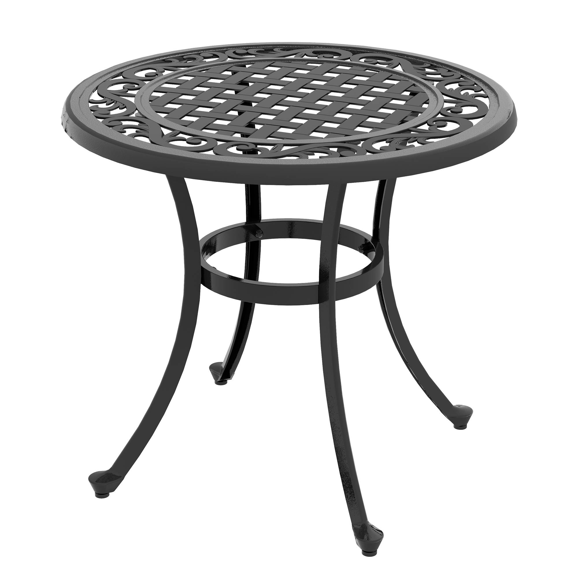 ComfortXL - Table basse de jardin ronde fonte noire 60 x 60 cm style vintage pour terrasse - ComfortXL Outdoor Living - Image 2