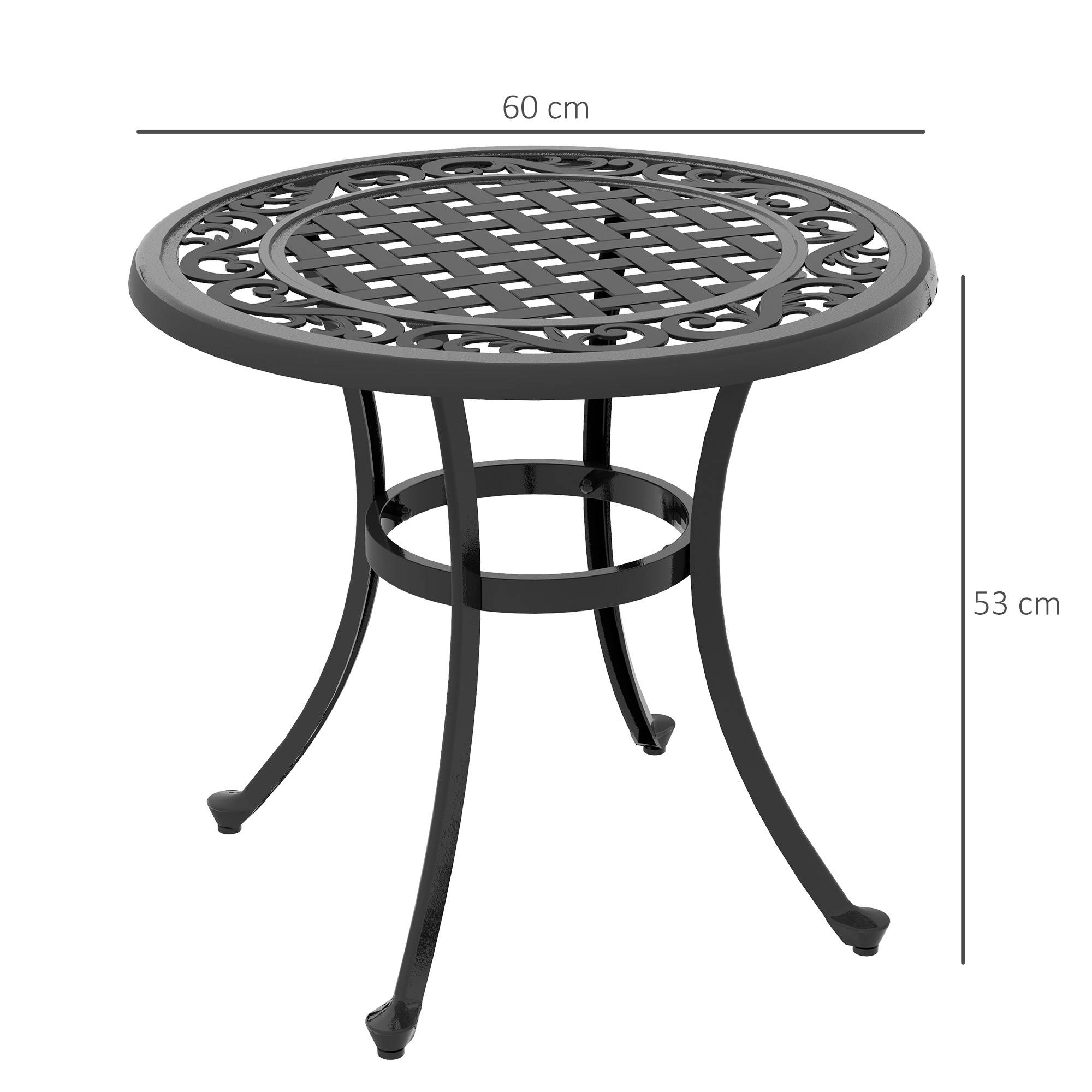 ComfortXL - Table basse de jardin ronde fonte noire 60 x 60 cm style vintage pour terrasse - ComfortXL Outdoor Living - Image 5