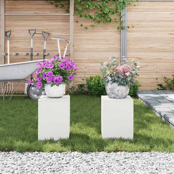 Lot de 2 Porte-plantes en Acier Design moderne pour pots de fleurs Balcon et Patio Blanc 24x24x35 cm – ComfortXL Outdoor Living - Image 4