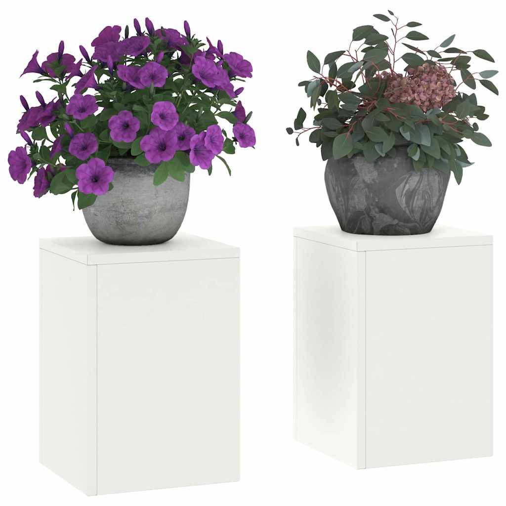 Lot de 2 Porte-plantes en Acier Design moderne pour pots de fleurs Balcon et Patio Blanc 24x24x35 cm – ComfortXL Outdoor Living - Image 3