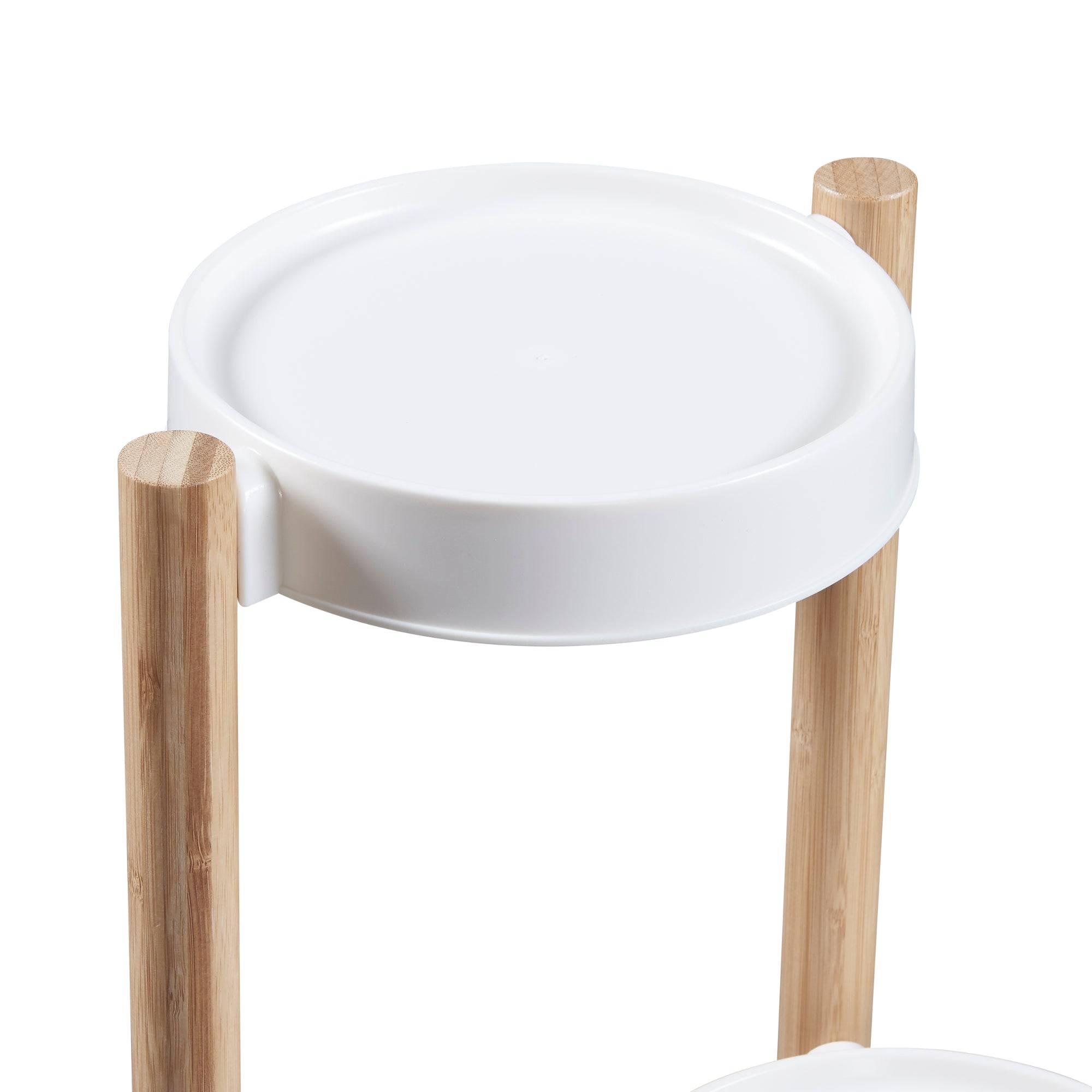 Étagère à plantes sastamala à 3 niveaux bambou plastique 78 x 32 x 32 cm naturel blanc - Image 3