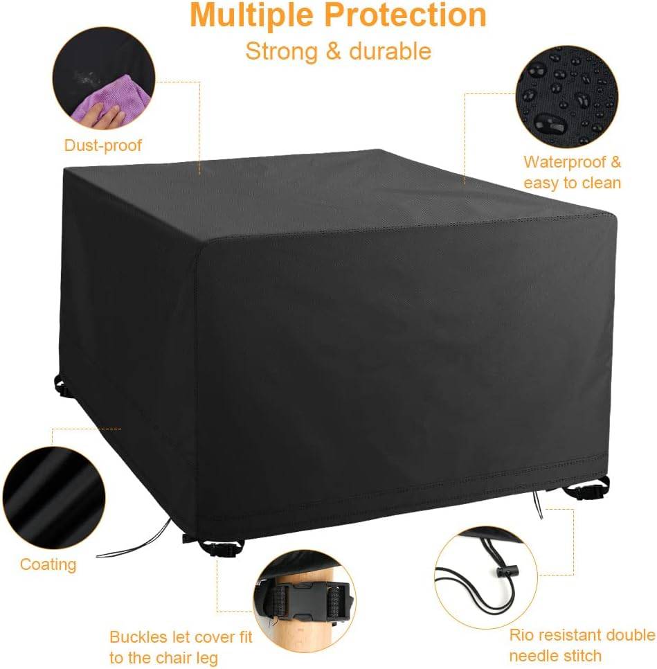 IntiMeg - Housse Salon de Jardin, 420D Tissu Oxford Housse Table de Jardin, Housse de Meuble Bâche Salon de Jardin Protection Imperméable Résiste Aux UV Table - Image 2
