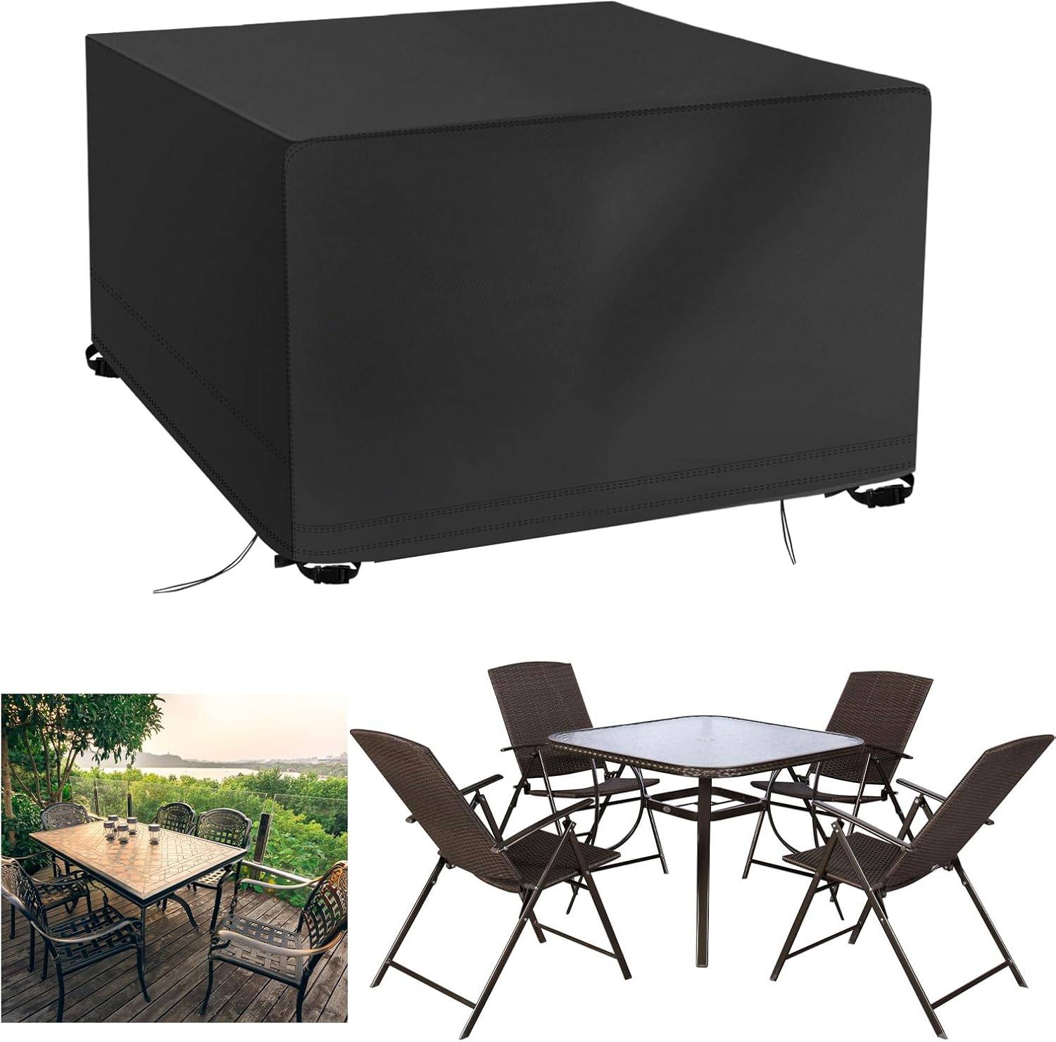 IntiMeg - Housse Salon de Jardin, 420D Tissu Oxford Housse Table de Jardin, Housse de Meuble Bâche Salon de Jardin Protection Imperméable Résiste Aux UV Table - Image 1