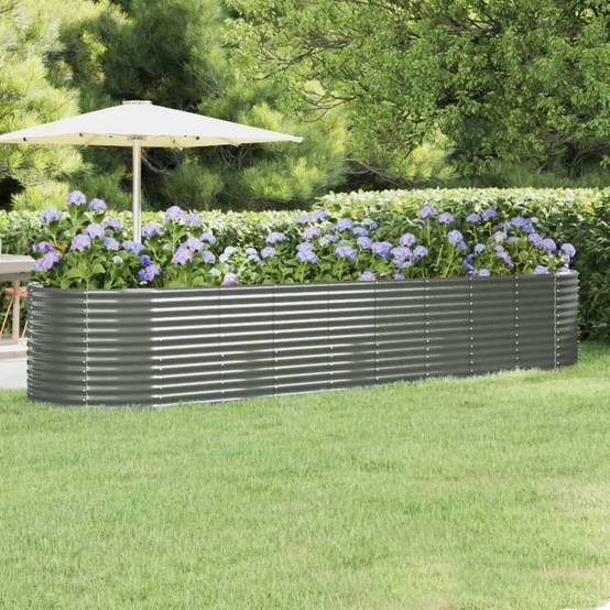 Carré potager acier galvanisé XXL pour jardin 396x100cm Gris – ComfortXL Outdoor Living - Image 1