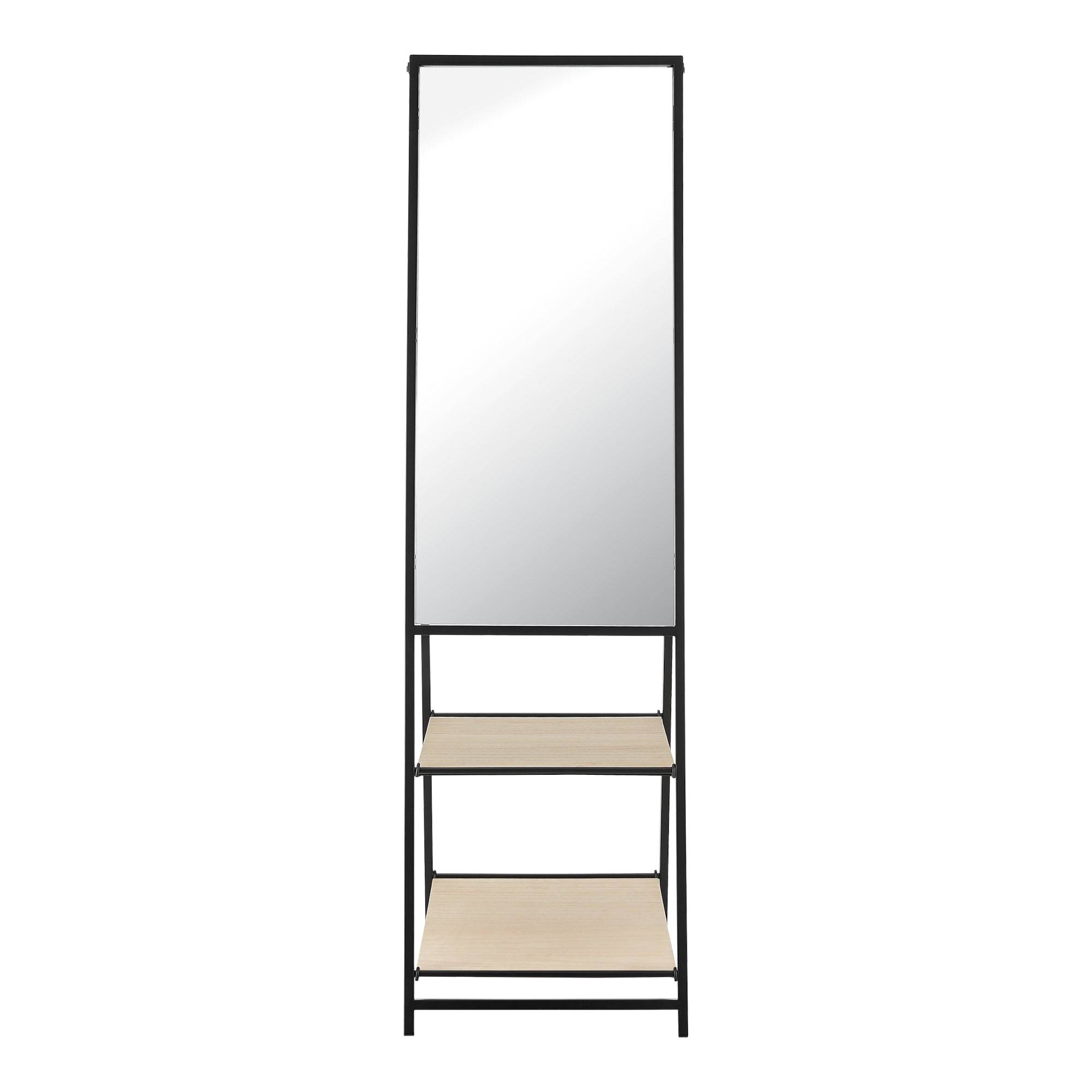 Miroir sur pied avec deux étagères 150 x 44 x 60 cm noir effet chêne - Image 4