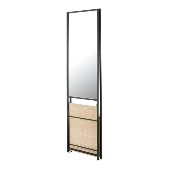 Miroir sur pied avec deux étagères 150 x 44 x 60 cm noir effet chêne - Image 3