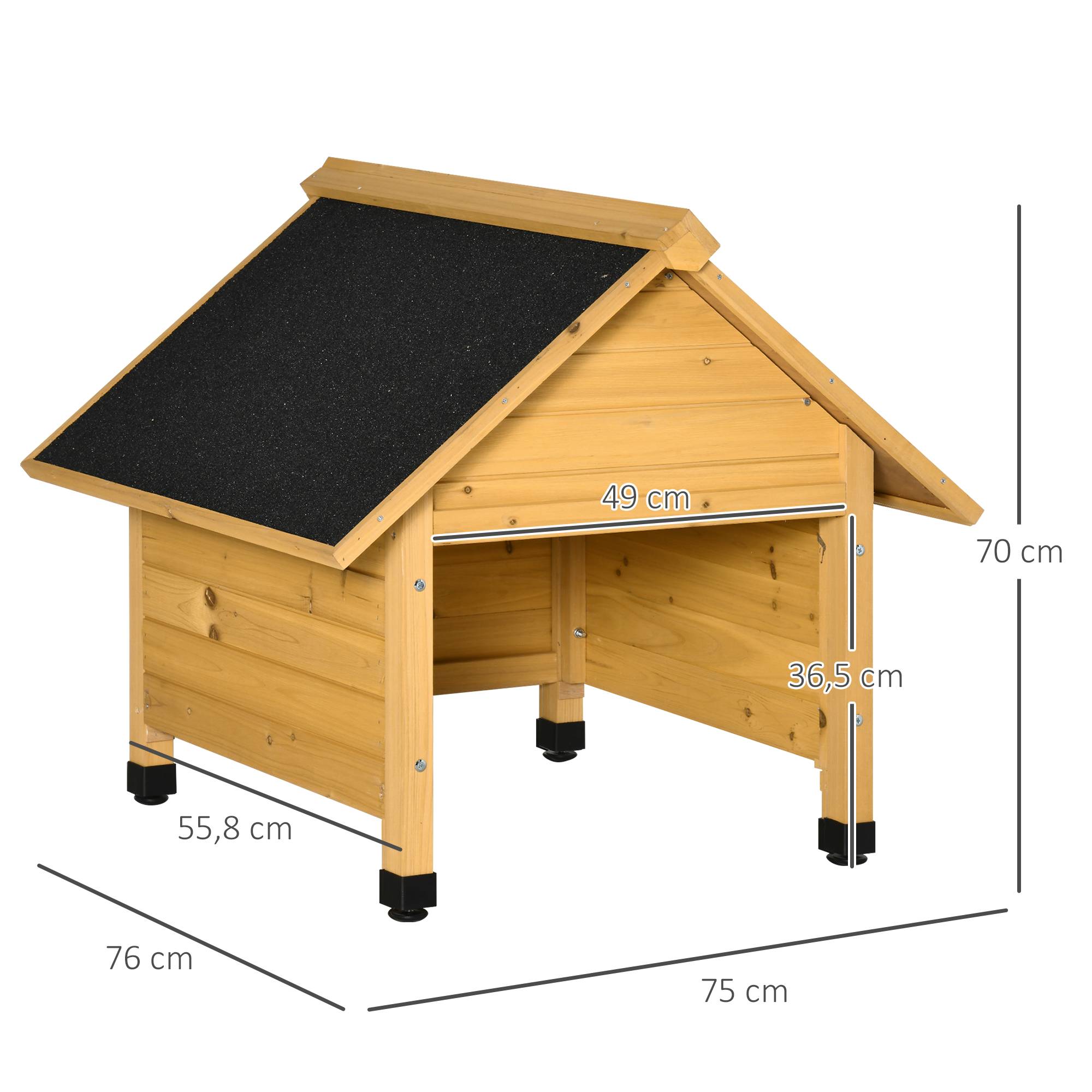 Abri tondeuse robot bois jaune 75x76x70 cm, garage extérieur protection soleil pluie pour équipement jardin - Image 5