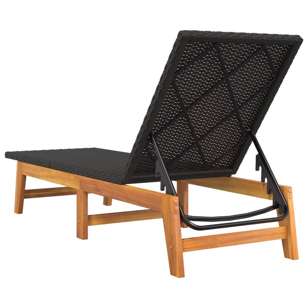 Helloshop26 - Transat chaise longue bain de soleil lit de jardin terrasse meuble d'extérieur avec table résine tressée et bois massif d'acacia - Image 6