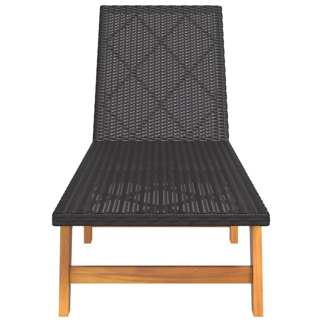 Helloshop26 - Transat chaise longue bain de soleil lit de jardin terrasse meuble d'extérieur avec table résine tressée et bois massif d'acacia - Image 4