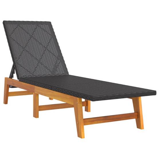 Helloshop26 - Transat chaise longue bain de soleil lit de jardin terrasse meuble d'extérieur avec table résine tressée et bois massif d'acacia - Image 2