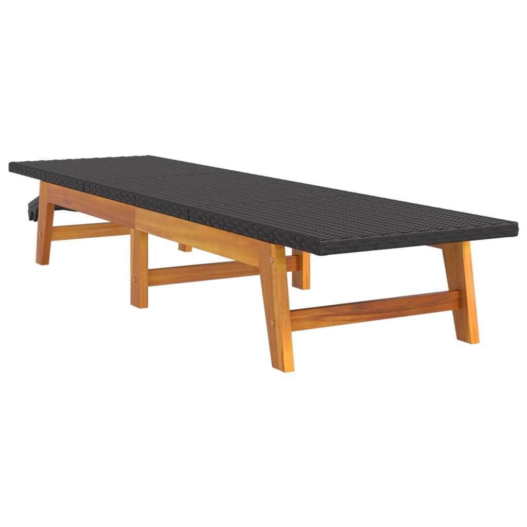Helloshop26 - Transat chaise longue bain de soleil lit de jardin terrasse meuble d'extérieur avec table résine tressée et bois massif d'acacia - Image 3