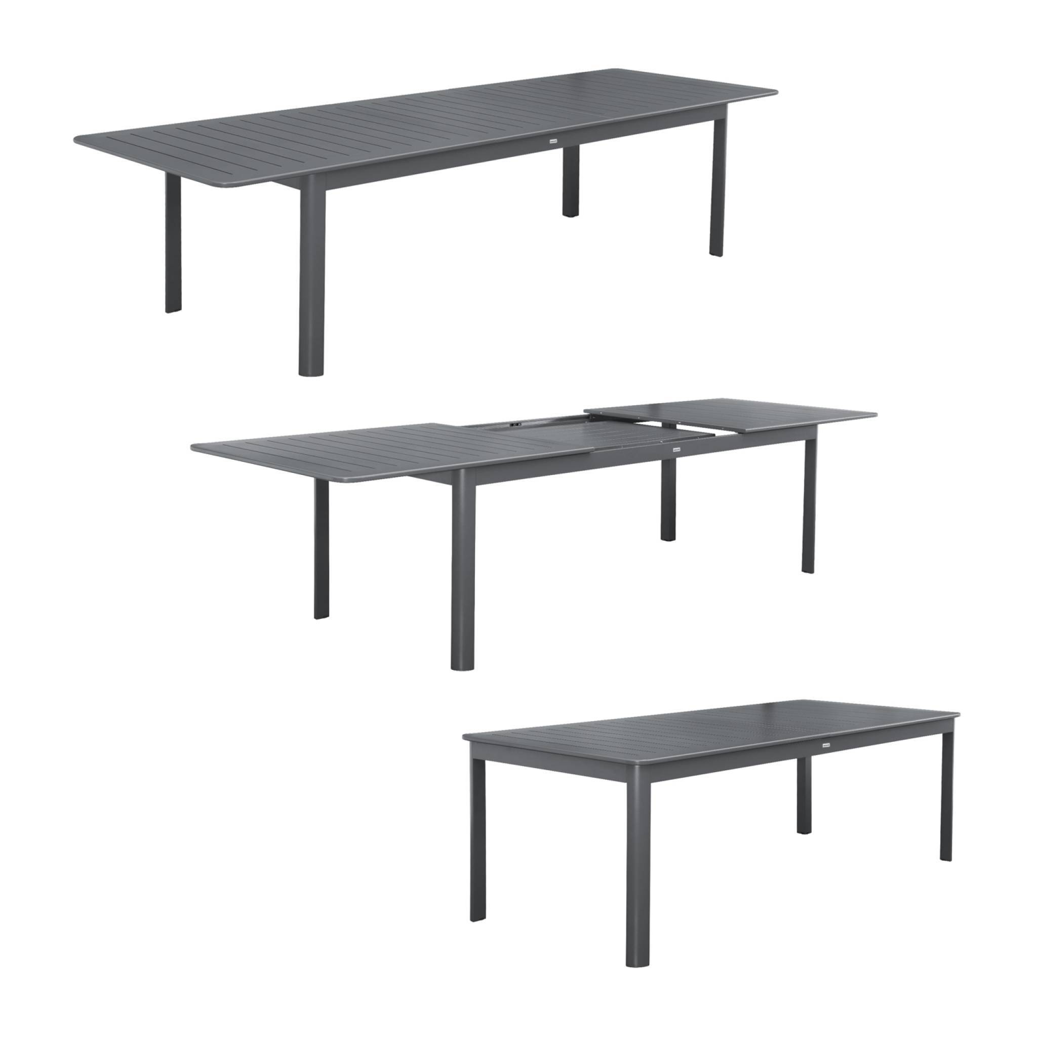 sweeek - Table de jardin extensible aluminium + 10 assises aluminium et textilène anthracite. 8 chaises. 2 fauteuils. 10 places. 290 x 100 x 75 cm | sweeek - Image 5